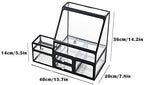 Large Capacity Makeup Organizer with Drawer & Rhinestone Handle, Transparent Dustproof Lipstick Jewelry Storage Case, Cosmeti