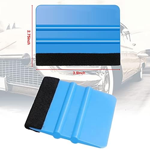 Frienda 12 Pieces Plastic Felt Edge Squeegee Tool Vinyl 4 Inch Felt Squeegee Applicator Tool Scraper Tool with Soft Cloth for Car Vinyl Wrap, Window Tint, Wallpaper, Decal Sticker