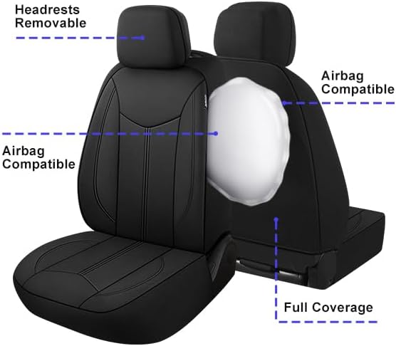 CAROMOP Waterproof Car Seat Cover Full Seats, Neoprene Seat Covers for Cars,Split Bench Compatible Car Interior Covers, Unive
