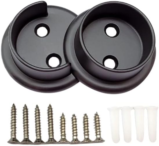 QCAA Heavy Duty Solid Metal Closet Rod Socket Set, 1-3/8'', Matte Black, 1 Pair, Made In Taiwan