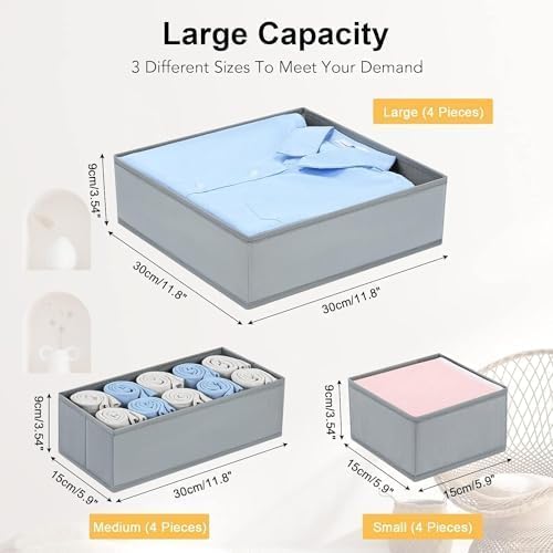 DIMJ Drawer Organizer Clothes, 24 Pack Dresser Organizer, Foldable Closet Organizers and Storage, Fabric Dresser Drawer Organ