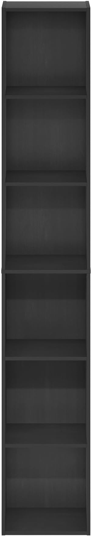 Furinno PASIR Book Shelf, 6-Tier Bookcase, Tall Standing Bookshelf, Open Storage Shelf, 9.4 x 12 x 71 Inches, for Home Office