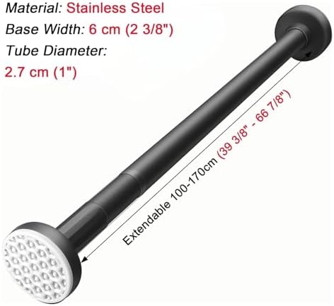 Adjustable Closet Rods - No Drill Clothing Rail for Windows & Bathroom, Extendable White 3550 cm (11.75" to 19.75") - Ideal S
