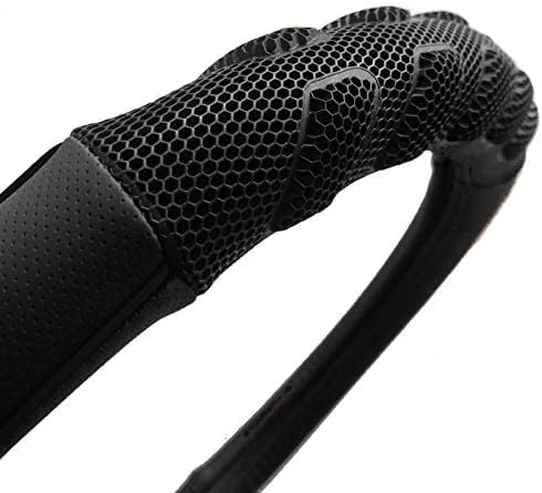 Flying Banner car Steering Wheel Cover Faux Leather Massage Universal fit 3D Honeycomb Hole Anti-Slip Sporty 15 Inches (Black