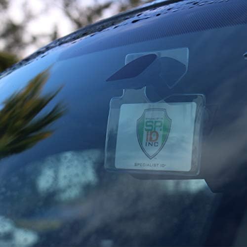 5 Pack - Clear Horizontal Vehicle Parking Permit Pass Hanger Tag Holder - Hangs from Car Rear View Mirror - by Specialist ID