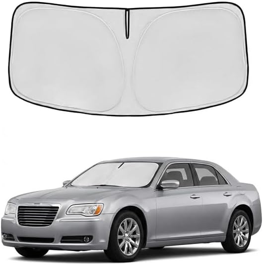 Windshield Sun Shade for Chrysler 300 300C 2011-2024 2025 Sunshade Front Window Shade Custom Fit 300 300C Accessories Sun Visor Foldable Shade Blocks UV Rays Accessories