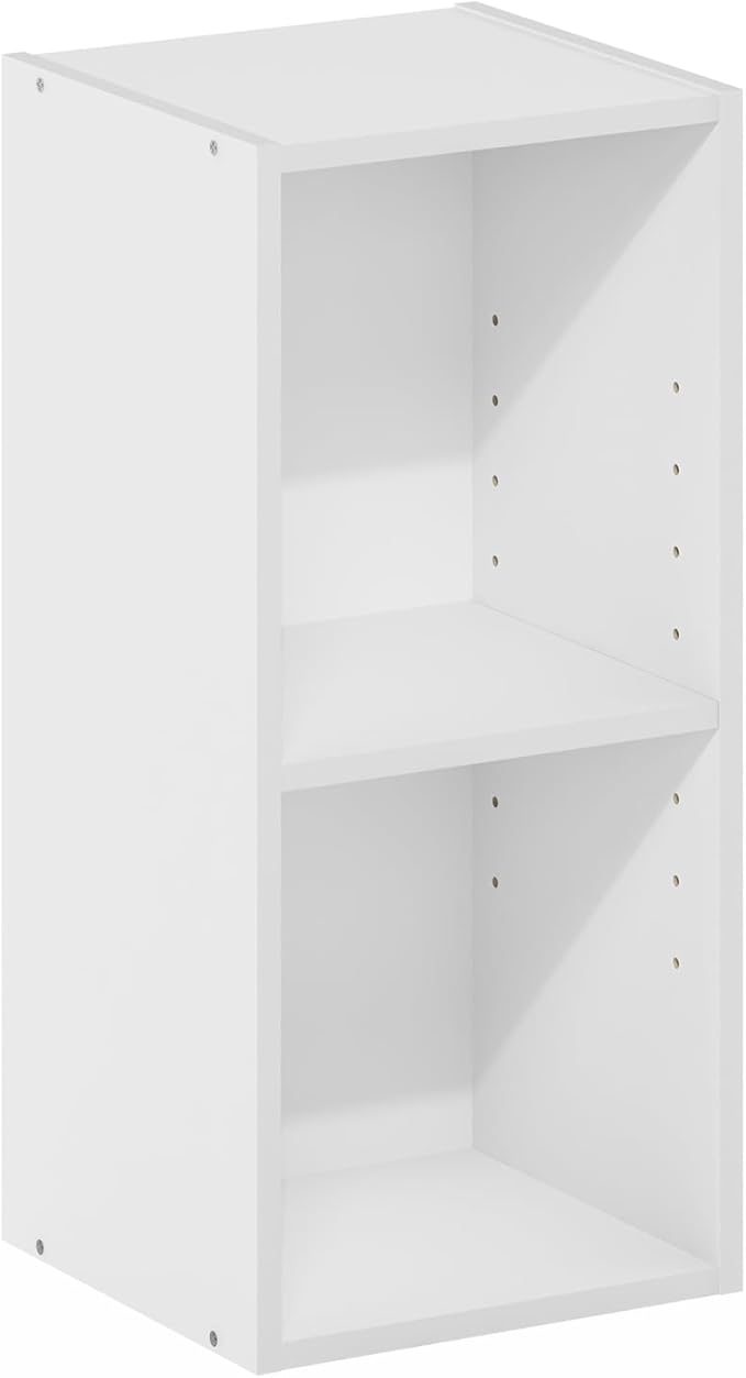 Furinno Fulda Book Shelf, 2-Tier Narrow Bookshelf, Bookcase with 10-in Width Storage Shelf, 9.3 x 9.8 x 21.2, for Living Room
