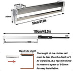Pull-Out Clothes Rail,Extendable Clothes Rail with Sliding Track,Pull Out Closet Rod Adjustable Wardrobe Rail Clothes Rack,Wa