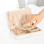 LANDICI Small Jewelry Box for Women Girls, PU Leather Travel Jewelry Case, Portable Jewelry Organizer Storage Holder Display 
