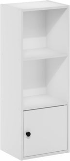 Furinno LUDER Book Shelf, 3-Tier Modern Bookshelf, Bookcase with 1 Door Storage Cabinet, 9.3 x 12 x 31.5, for Organization an