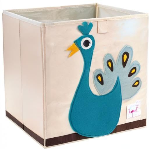 3 Sprouts Toy Storage Organizer: Toy Box Cube Organizer for Playroom, Nursery - Foldable Storage Bin - Peacock