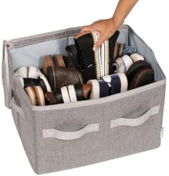 Moteph Shoe Organizer Closet Storage Solution with Clear Cover & Adjustable Dividers for Shoes, Handbags, Blankets, Linen, Cl