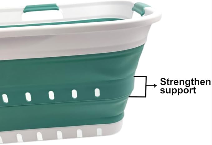SAMMART 42L (11 gallon) Collapsible Plastic Laundry Basket - Foldable Pop Up Storage Container/Organizer - Space Saving Hampe