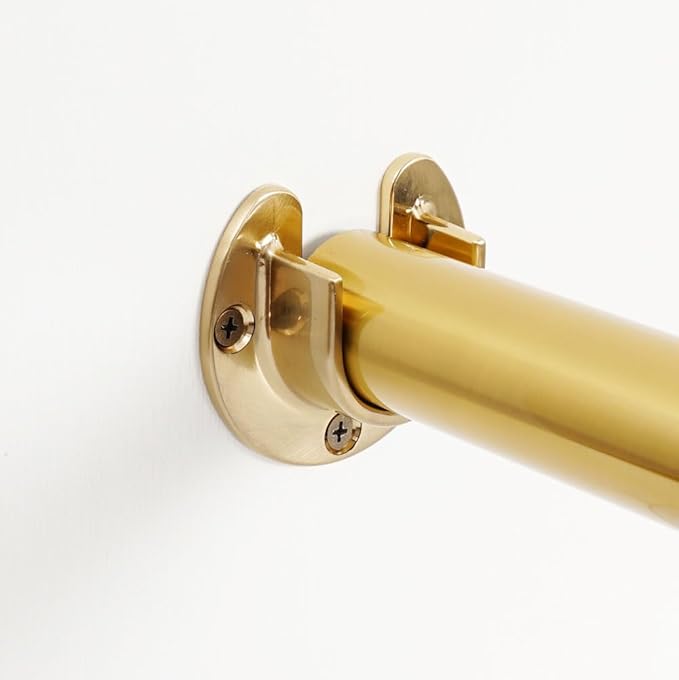 1 Pair Heavy Duty Champagne Bronze Zinc Closet Pole Sockets Rod End Support Flange Rod Holder Set Wall Mount Pipe Bracket wit