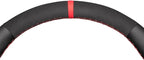 MEWANT Hand Stitch Black Genuine Leather Suede Steering Wheel Cover for Ford F-150 F-250 F-350 F-450 F-550 F-600 F-650