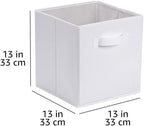 Amazon Basics Collapsible Fabric Storage Bins with Handles, Cube Organizer, 13"x13"x13", White, 6-Pack