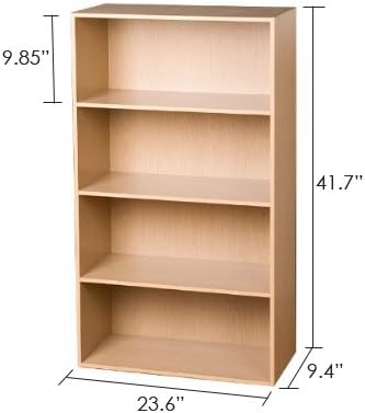 Furinno PASIR Book Shelf, 4-Tier Bookshelf, Bookcase with Open Shelf, 9.4 x 23.6 x 41.7, for Living Room, Bedroom, Home Offic