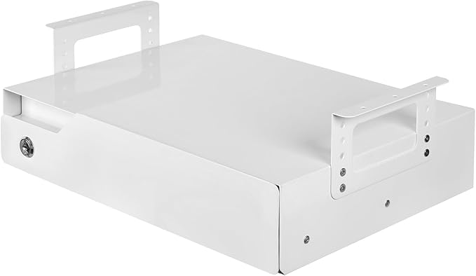 Under Desk Drawer Storage with Lock, 17.3"x11.8"x5.4", Metal Undermount Table Drawer, Ball Bearing Slides Out Tray Organizer 