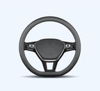 XHRING D-Shaped Car Steering Wheel Cover for Volkswagen VW Atlas Tiguan ID.4 Taos Passat Golf Jetta Beetle Polo GTI CC Touareg SE SEL R-line S Cross Sport Accessories, 2026 Leather Black