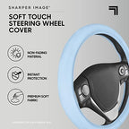 BDK Ultra Soft Blue Steering Wheel Cover, Unisex Car Accessories Non-Slip Comfy Soft Grip Faux Leather Auto Steering Wheel Cover for Cars Trucks Vans SUVs - Fits Standard 15" Inch Steering Wheels