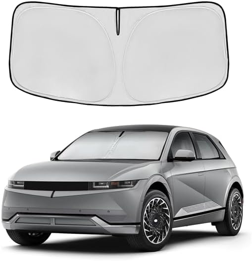 Windshield Sun Shade for Hyundai Ioniq 5 2020-2024 2025 2026 -Front Window Shade Custom Fit Ioniq 5 Accessories Sun Visor Foldable Shade Blocks UV Rays Summer Must Have Car Accessories