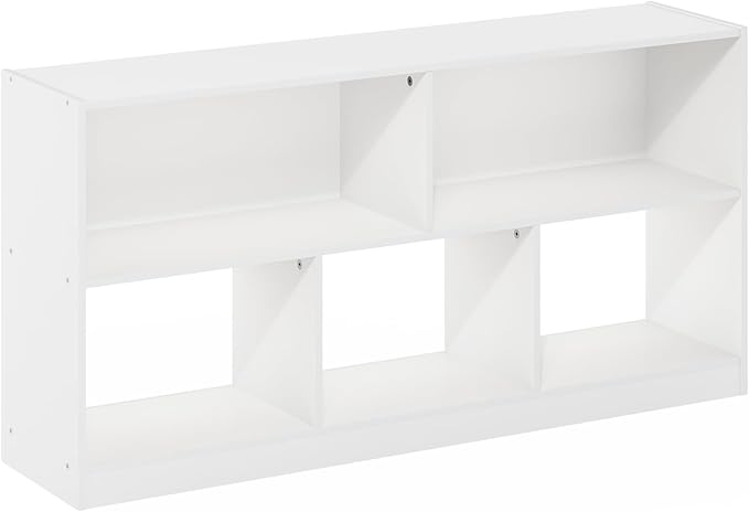 Furinno DALY Book Shelf, 5-Cube Bookshelf, Horizontal Cube Storage Organizer Bookcase, 10.9 x 47.2 x 23.6, for Living Room, B