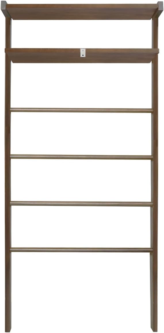 Solid Wood Decorative Ladder - Leaning Blanket Rack for Home Decor Rubbed Walnut