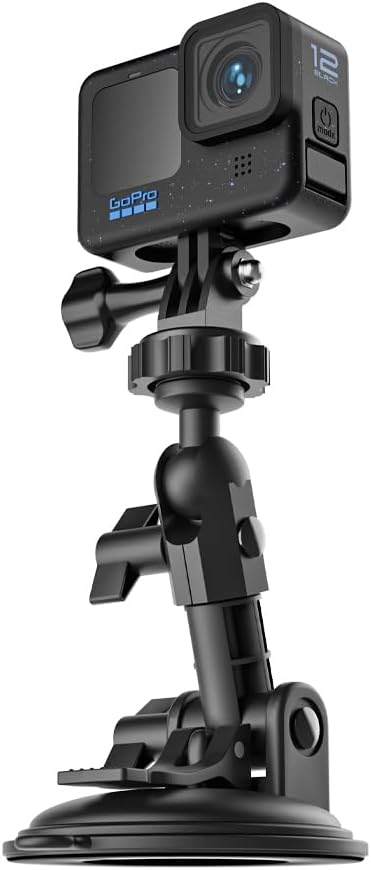 SUREWO Suction Cup Car Mount for GoPro,Windshield Window Dashboard Holder with Phone Clip Compatible with GoPro Hero 13/12/11/10/9/8/7/6,DJI Osmo Action 5 pro/4/3 and Most Action Cameras