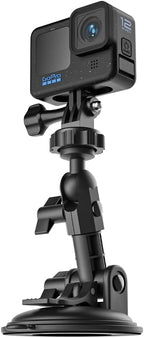 SUREWO Suction Cup Car Mount for GoPro,Windshield Window Dashboard Holder with Phone Clip Compatible with GoPro Hero 13/12/11/10/9/8/7/6,DJI Osmo Action 5 pro/4/3 and Most Action Cameras