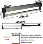 Extendable Steel Clothes Rail, Adjustable 30-80 cm Wardrobe Rod, Closet Organizer for Trousers & Coats, Pull-Out Design for E