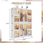 Portable Closet Wardrobe, Foldable Clothes Organizer with 10 Cubby Storage, 2 Hanging Rods, Easy Assemble Clothing Storage wi