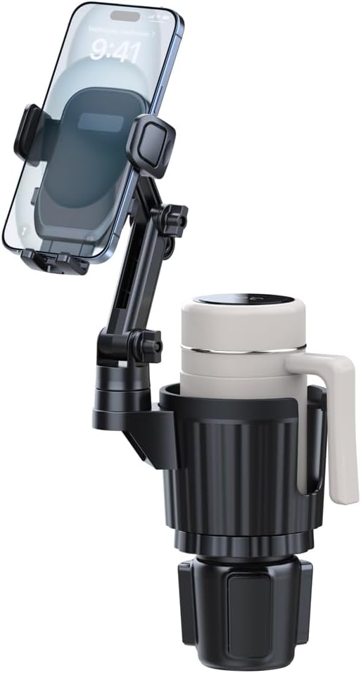 Cup Holder Phone Mount for Car, 2 in 1 Cell P Car Mount 360 Rotation Cup Holder Expander for Stanley 10-40oz Drink Bottles, M