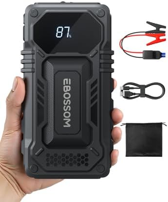 Car Battery Jump Starter,12000mAh Battery Jump Box,44.4Wh Vehicle Jump Booster with Smart Jumper Cables,LED Light Emergency C