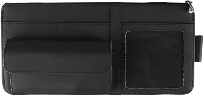 Car Sun Visor Organizer, Visor Storage Pouch Holder with a Picture Frame, Visor Document Holder for Truck, with Sunglasses Clip, Essential Visor Accessories for Driver Auto Owners BLack
