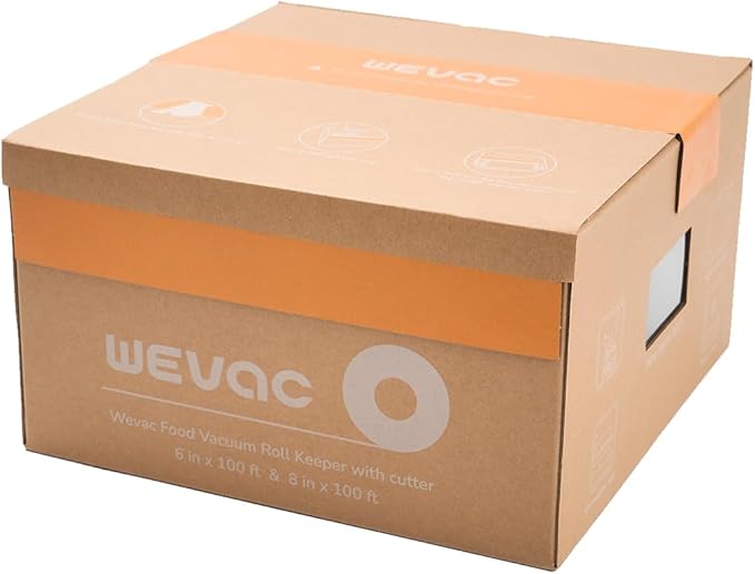 Wevac 6''x100' & 8''x100' 2 Rolls, Vacuum Seal Roll Keeper with Cutter, Ideal Vacuum Sealer Bags for Food Saver, BPA Free, Co