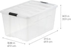 IRIS USA 94 Qt Stackable Plastic Storage Bins with Lids, 4 Pack - BPA-Free, Made in USA - See-Through Organizing Solution, La