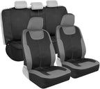 Motor Trend Perfect Symmetry Gray Car Seat Covers, Full Set – Waterproof Neoprene Foam Lining, Durable Front and Back Rear Be