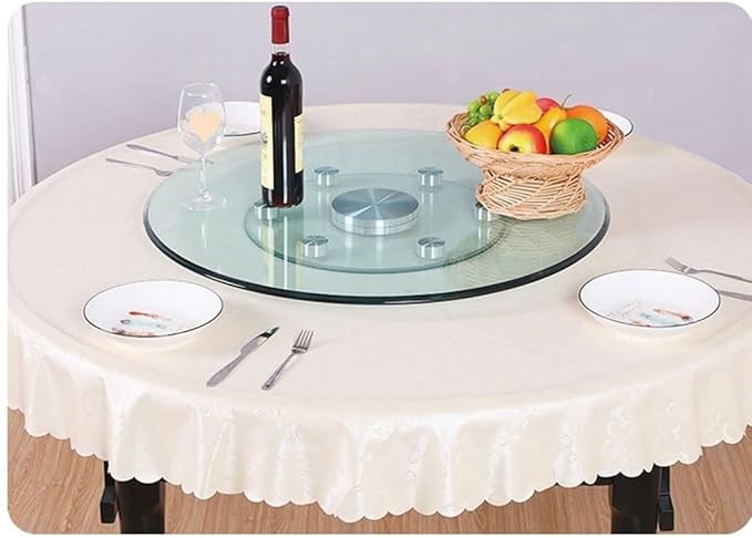 28" Glass Lazy Susan,Thickening Kitchen Dining Table Turntable,Round Tabletop Rotating Tray, with 6 Swivel Assist System,360°