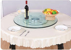 35" Glass Large Lazy Susan,Thickening Kitchen Dining Table Turntable,Round Tabletop Rotating Tray Serving Plate, with 6 Swive