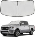 Windshield Sun Shade for Dodge RAM 1500 2019-2025 2026 Front Window Shade Custom Fit RAM 1500 Accessories RegularCab QuadCab CrewCab MegaCab Sun Visor Foldable Shade Blocks UV Rays Car Accessories