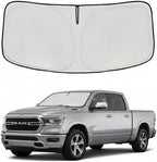 Windshield Sun Shade for Dodge RAM 1500 2019-2025 2026 Front Window Shade Custom Fit RAM 1500 Accessories RegularCab QuadCab CrewCab MegaCab Sun Visor Foldable Shade Blocks UV Rays Car Accessories