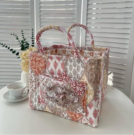 Boho Fabric Storage Basket, Large Capacity Laundry Basket, 12.2'' x 10.23'' x 10.23'' Collapsible Laundry Hamper with Easy Ca