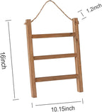 Joy Choice Farmhouse Style 16" Wood Blanket Ladder - 3-Tier Wall Hanging Rack for Living Room, Kitchen, Bathroom (Natural)