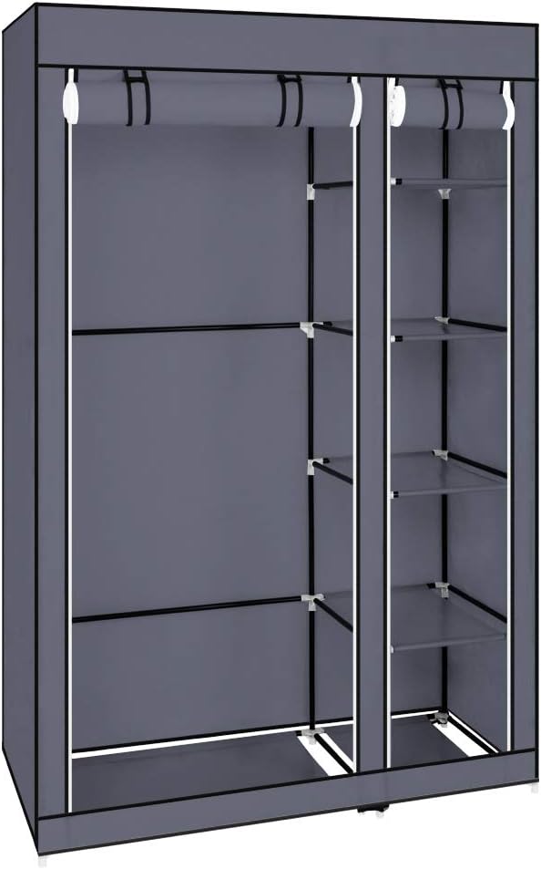 69" Portable Closet Storage Organizer Wardrobe Clothes Rack,Covered Garment Rack,Steel Tube Clothes Storage Organizer,Freesta