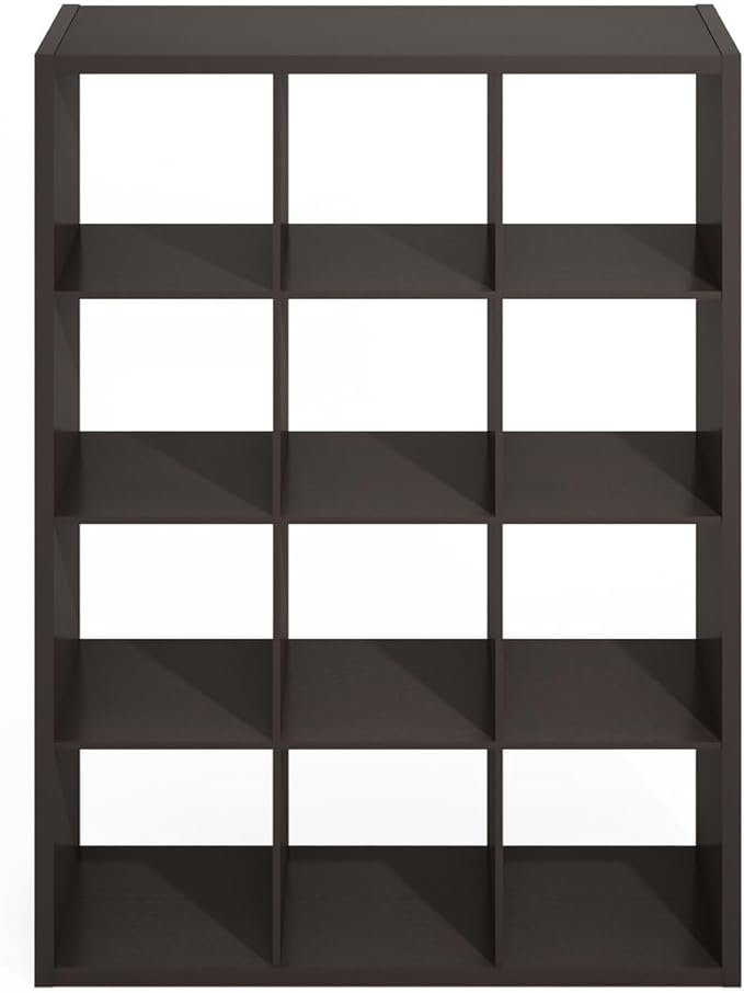 Furinno Simple Cube Storage Organizer, 12-Cube Display Shelf, Open Back Shelving Unit, Storage Shelves, Extra Thick Frame, fo