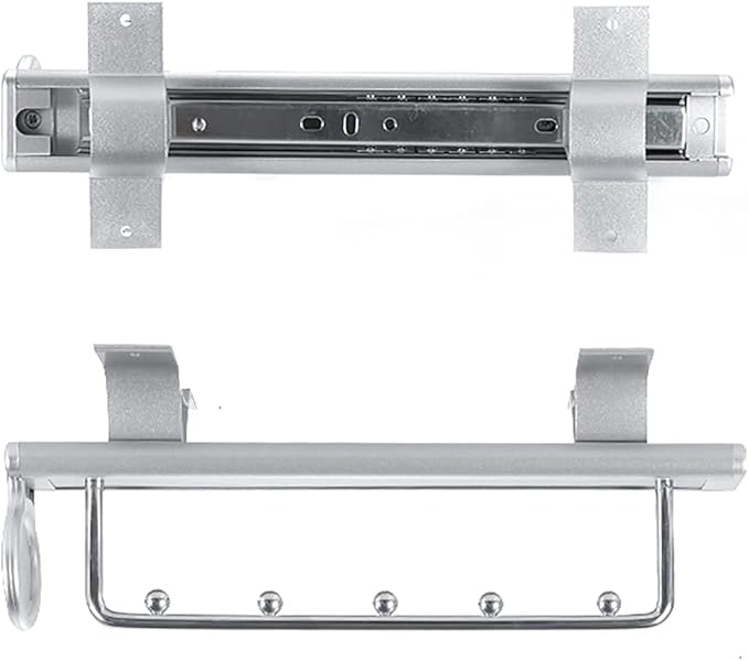 Pull Out Closet Hanger Metal Sliding Clothes Rail,Extendable Clothing Storage Rack for Wardrobe Space Saving,Metal Base,460mm