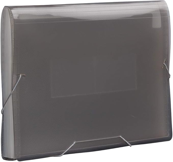 JAM PAPER Accordion Folders - 13 Pocket Plastic Expanding File - Legal Size - 10 x 15 - Smoke Grey - Sold Individually