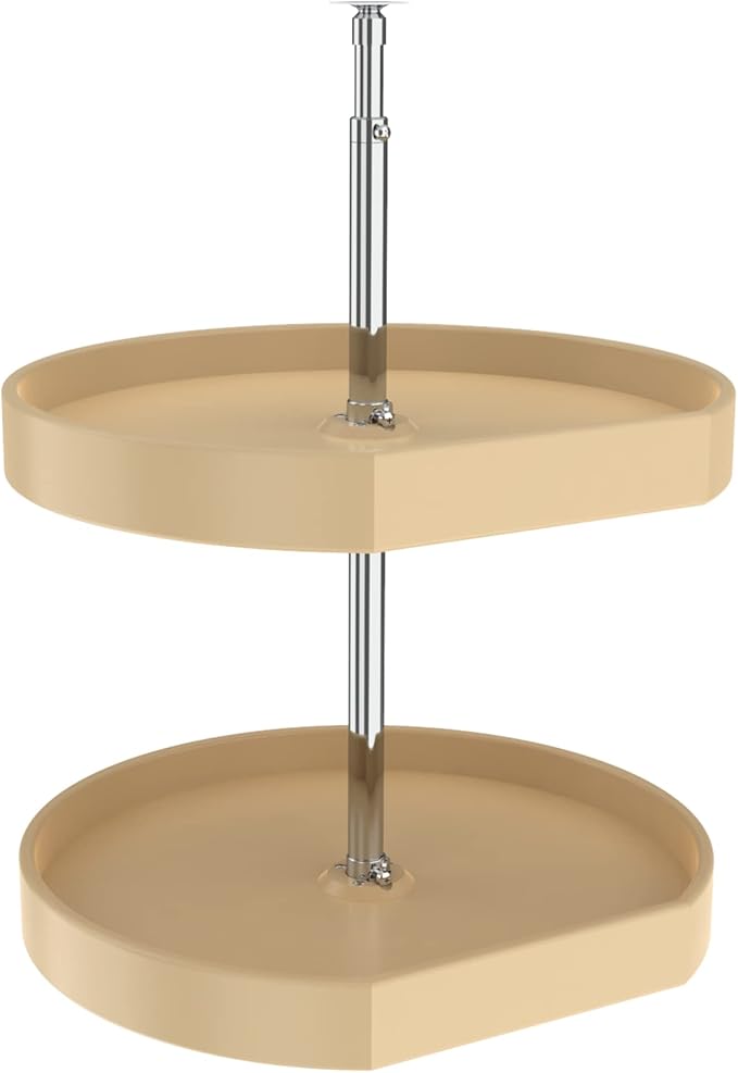 Rev-A-Shelf 20" Dual Shelf Lazy Susan D-Shaped for Corner Wall in Cabinet Kitchen Storage Organization, Turntable Storage Alm