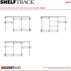 ClosetMaid ShelfTrack Wire Closet Organizer System, Adjustable from 5 to 8 Ft., With Shelves, Clothes Rods, Hardware, Durable