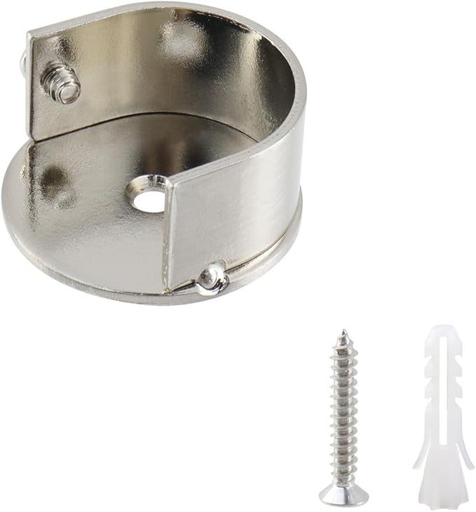 T Tulead Silver Closet Rod End Supports U Shape Flange Socket Holders Aluminum Alloy Shower Rod Holder Pack of 8 with Screws